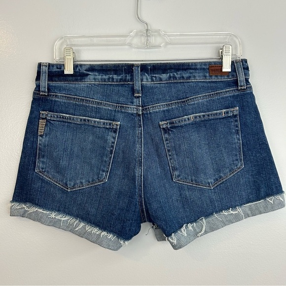 Paige Jimmy Jimmy Cuffed Blue Denim Distressed Jean Shorts Size 28 - Picture 2 of 11